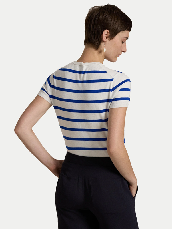 Load image into Gallery viewer, Polo Ralph Lauren Womens Striped Short-Sleeve Sweater

