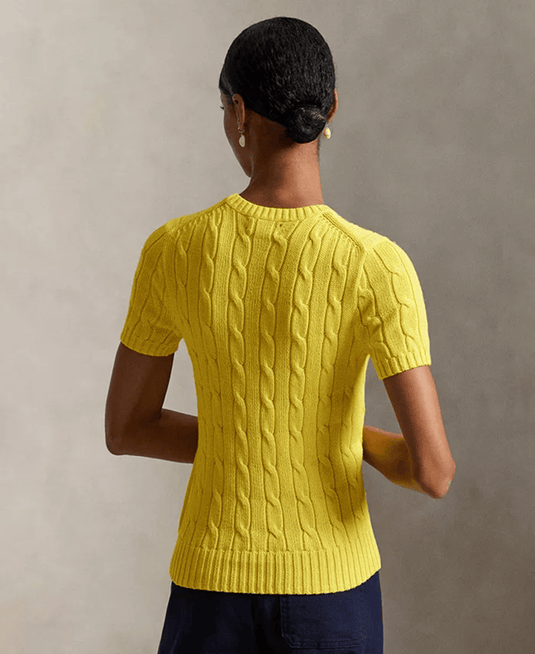 Ralph Lauren Womens Cable-Knit Cotton Short-Sleeve Jumper