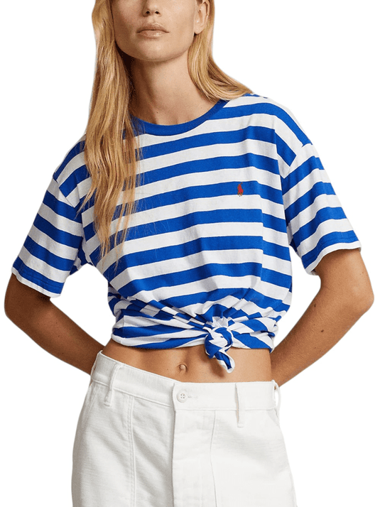 Ralph Lauren Womens Cotton Jersey Crewneck Striped Tee