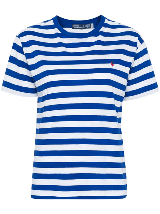 Ralph Lauren Womens Cotton Jersey Crewneck Striped Tee
