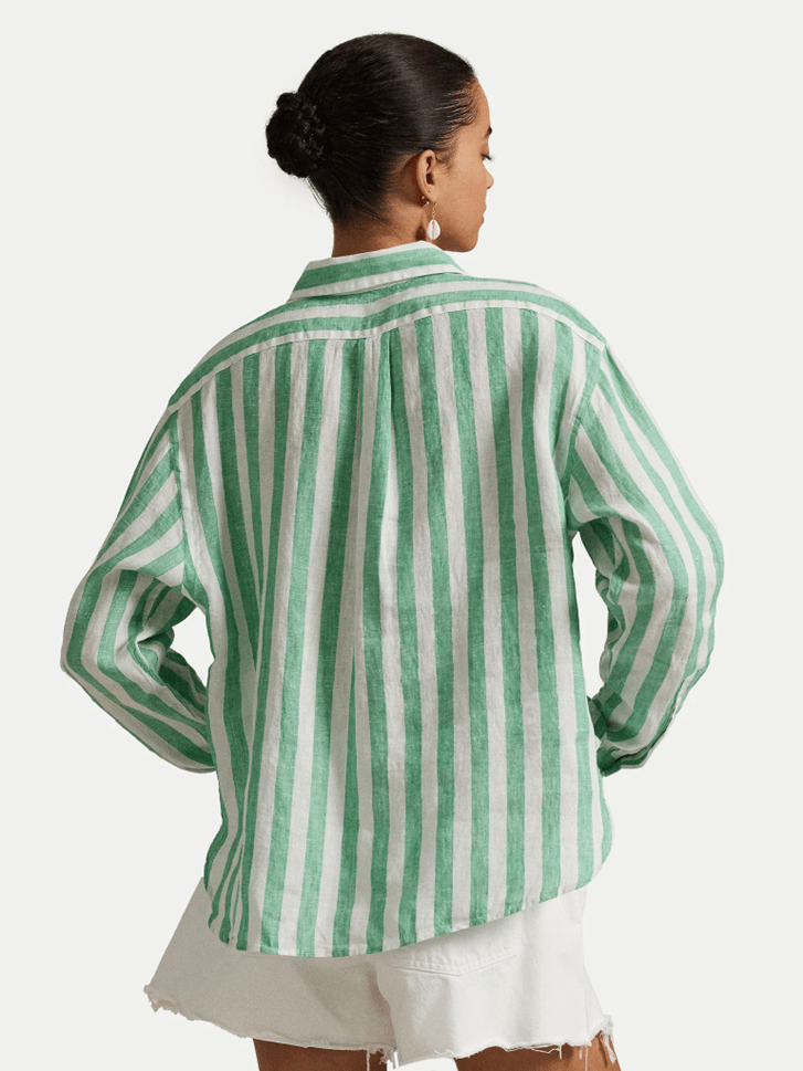 Load image into Gallery viewer, Ralph Lauren Womens Boxy Fit Crop Linen Shirt
