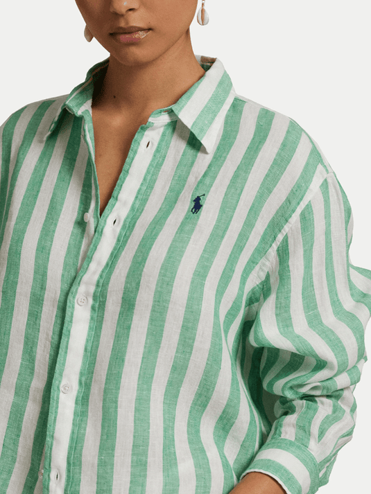 Ralph Lauren Womens Boxy Fit Crop Linen Shirt