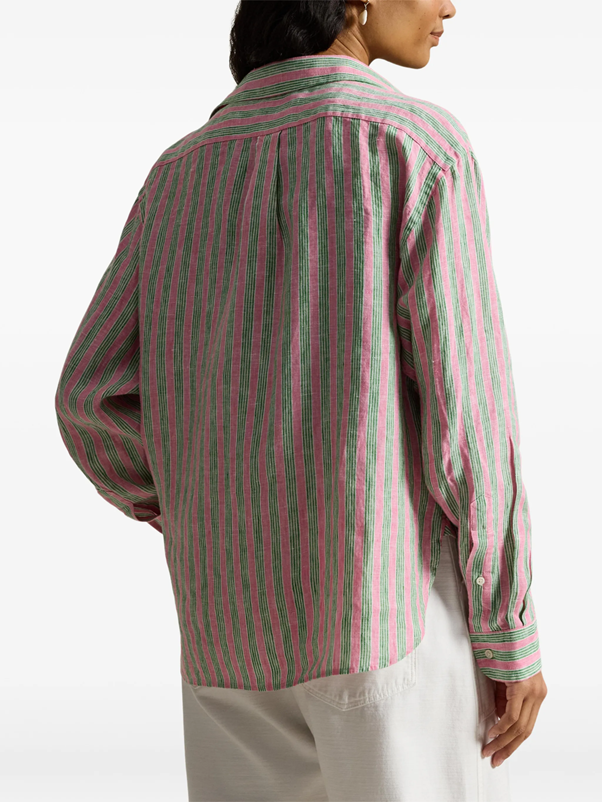 Load image into Gallery viewer, Polo Ralph Lauren Womens Wide Cropped Striped Linen Shirt

