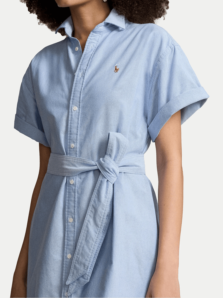 Load image into Gallery viewer, Polo Ralph Lauren Womens Belted Short Sleeve Oxford Shirtdress
