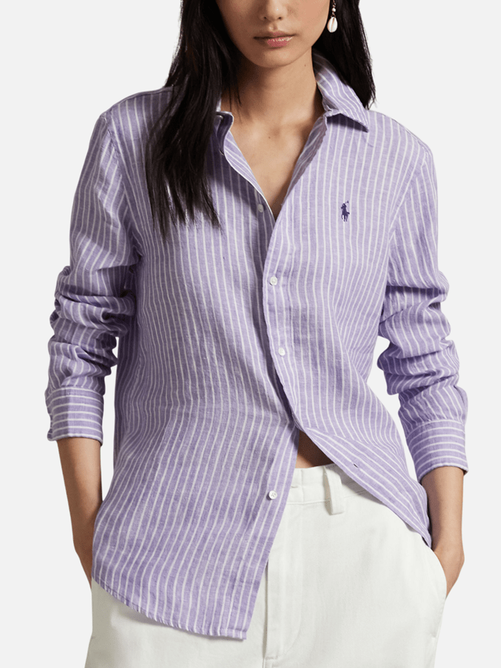 Load image into Gallery viewer, Ralph Lauren Womens Classic Fit Striped Linen Shirt
