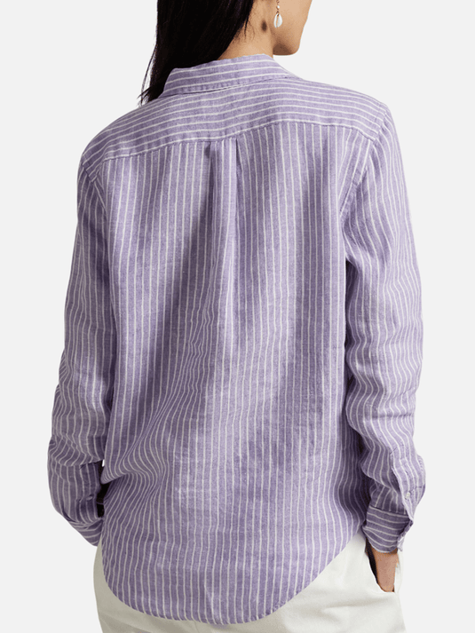 Ralph Lauren Womens Classic Fit Striped Linen Shirt
