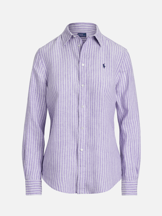 Ralph Lauren Womens Classic Fit Striped Linen Shirt