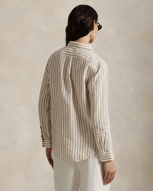 Ralph Lauren Womens Classic Fit Striped Linen Shirt