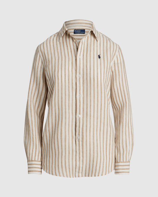 Ralph Lauren Womens Classic Fit Striped Linen Shirt