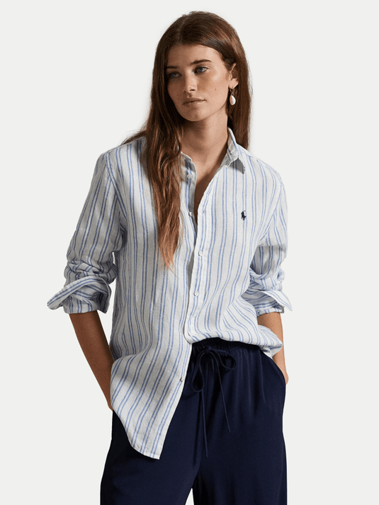 Ralph Lauren Womens Classic Fit Striped Linen Shirt