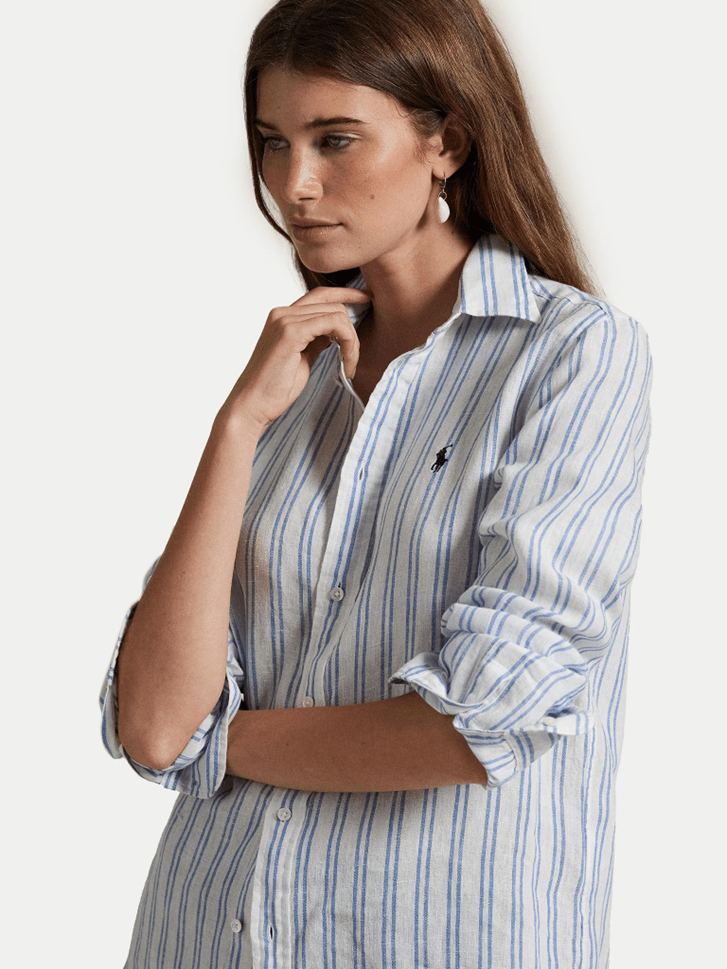 Load image into Gallery viewer, Ralph Lauren Womens Classic Fit Striped Linen Shirt
