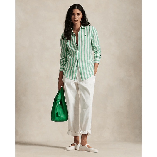 Ralph Lauren Womens Classic Fit Striped Linen Shirt