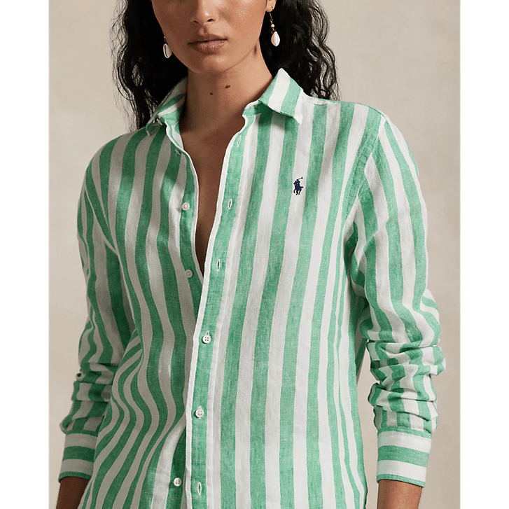 Load image into Gallery viewer, Ralph Lauren Womens Classic Fit Striped Linen Shirt