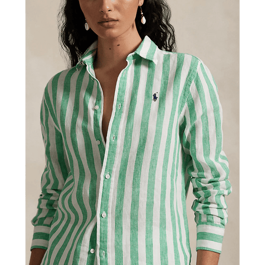 Ralph Lauren Womens Classic Fit Striped Linen Shirt