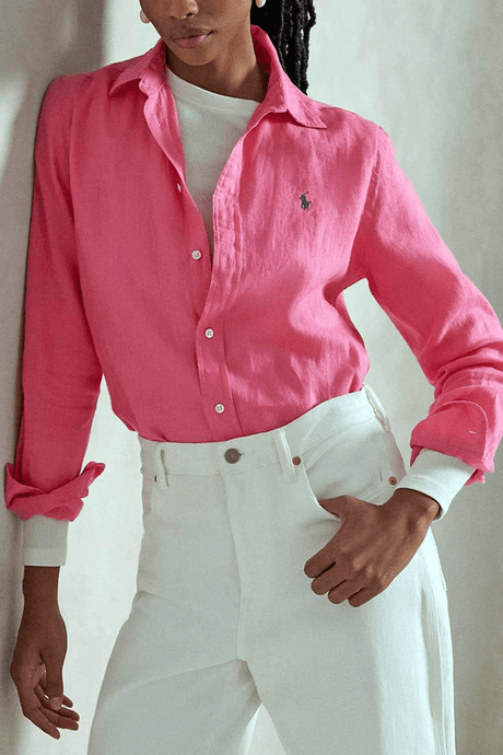 Ralph Lauren Womens Classic Fit Linen Shirt