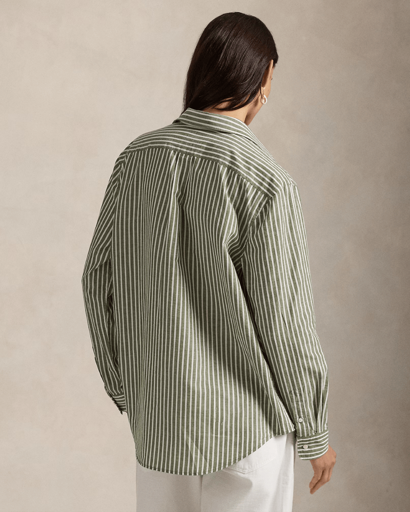 Load image into Gallery viewer, Polo Ralph Lauren Womens Classic Fit Striped Cotton-Linen Shirt
