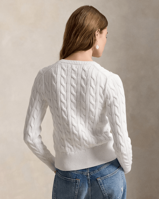 Load image into Gallery viewer, Ralph Lauren Womens Cable-Knit Cotton Crew Neck Cardigan
