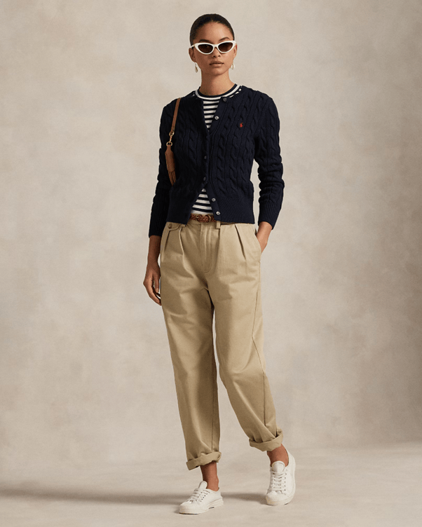 Load image into Gallery viewer, Ralph Lauren Womens Cable-Knit Cotton Crew Neck Cardigan
