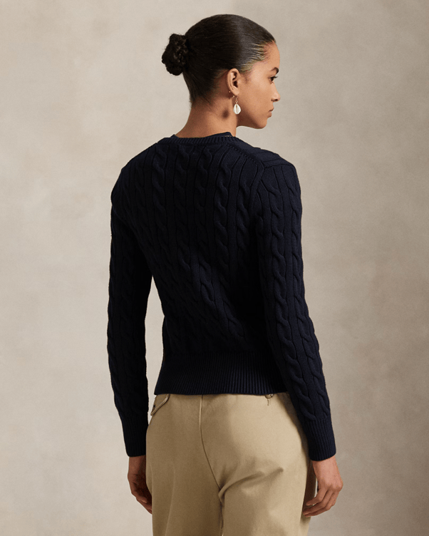 Load image into Gallery viewer, Ralph Lauren Womens Cable-Knit Cotton Crew Neck Cardigan

