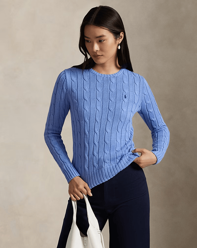 Load image into Gallery viewer, Ralph Lauren Womens Cable-Knit Cotton Crewneck Jumper

