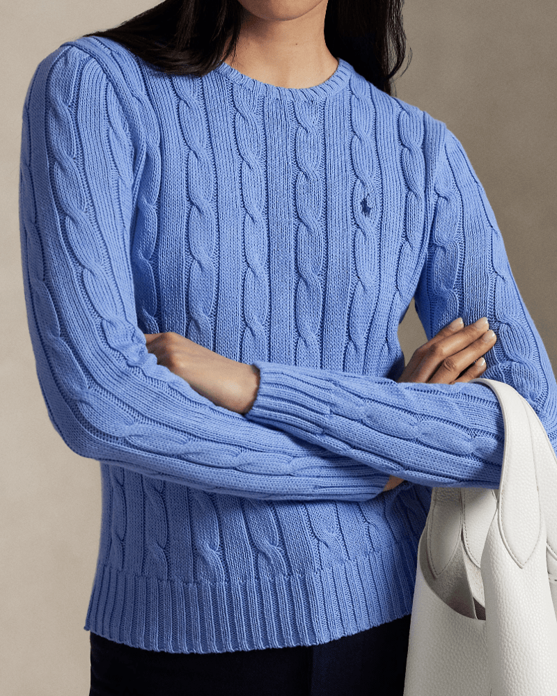 Load image into Gallery viewer, Ralph Lauren Womens Cable-Knit Cotton Crewneck Jumper
