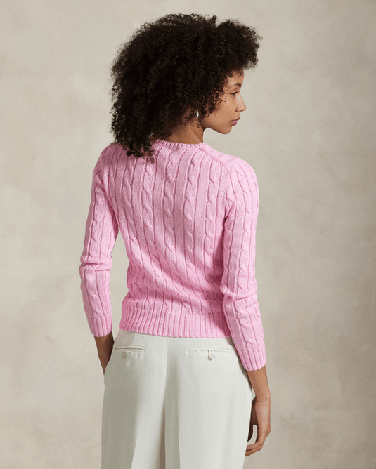 Ralph Lauren Womens Cable-Knit Cotton Crewneck Jumper - Pink