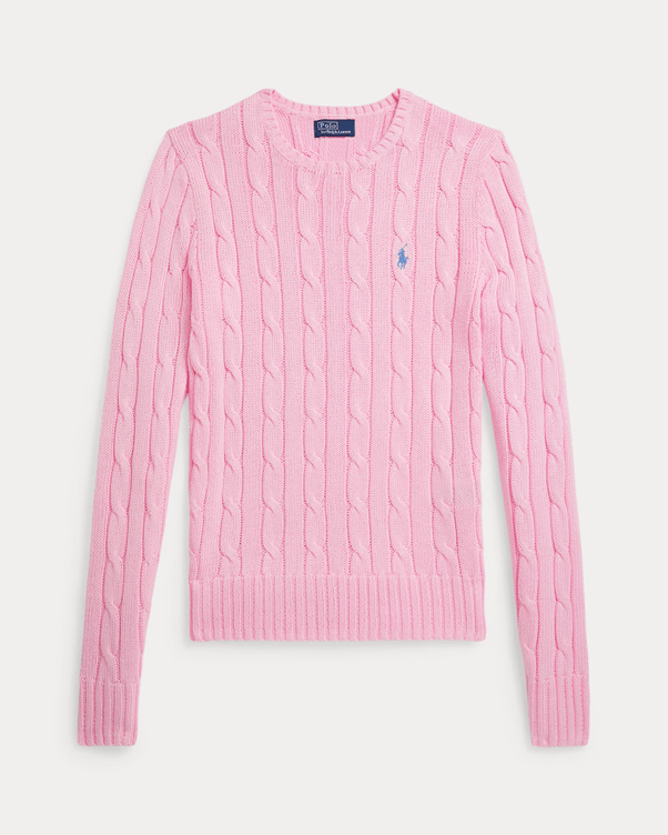 Load image into Gallery viewer, Ralph Lauren Womens Cable-Knit Cotton Crewneck Jumper - Pink
