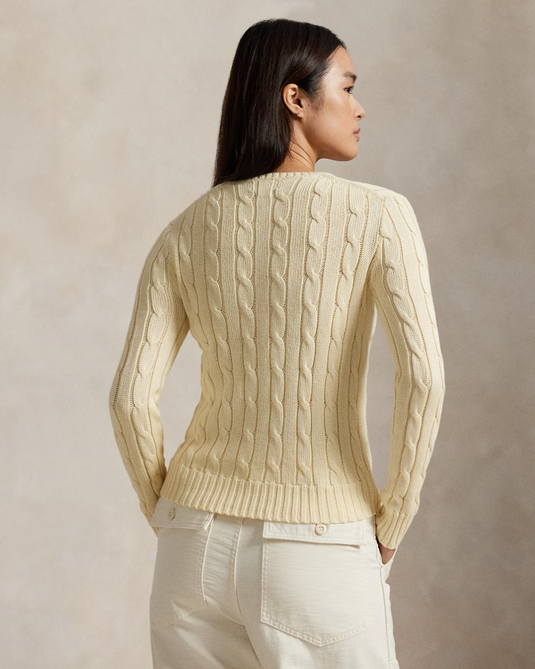 Ralph Lauren Womens Cable-Knit Cotton Crewneck Jumper - Cream