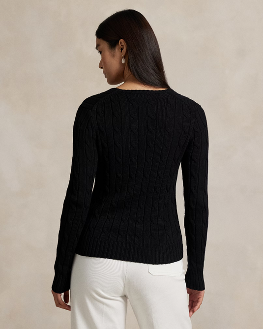 Ralph Lauren Womens Cable-Knit Cotton V-Neck Jumper