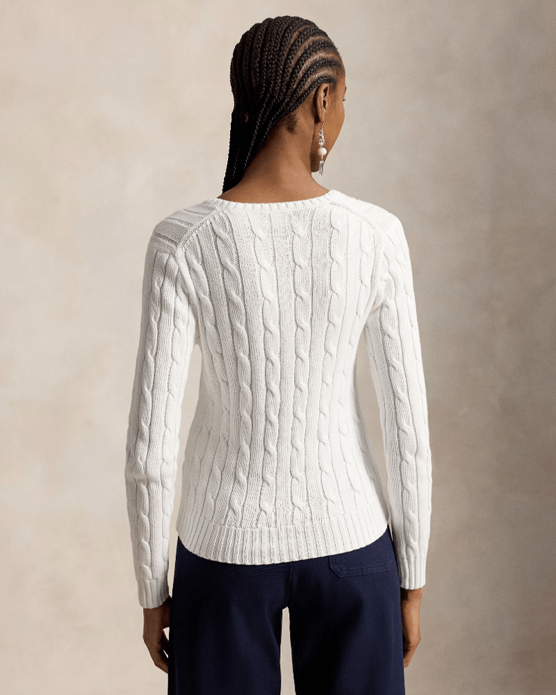 Load image into Gallery viewer, Ralph Lauren Womens Cable-Knit Cotton V-Neck Jumper
