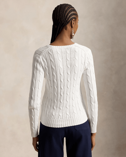 Ralph Lauren Womens Cable-Knit Cotton V-Neck Jumper
