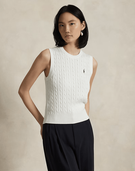 Ralph Lauren Womens Cable Knit Cotton Sweater Vest