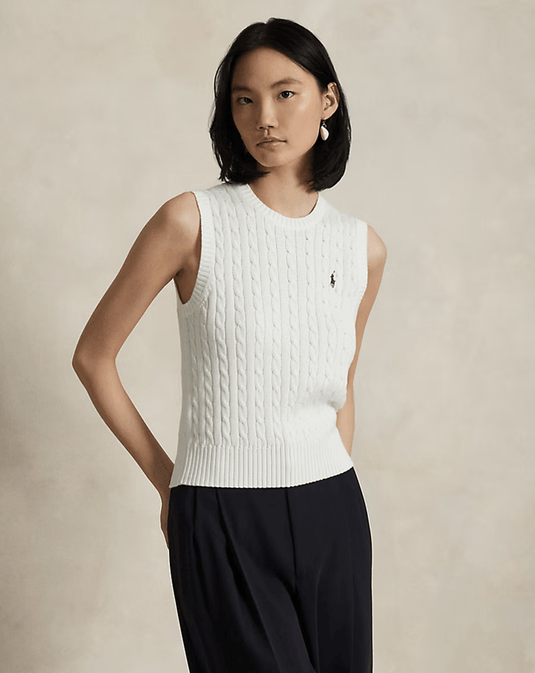 Ralph Lauren Womens Cable Knit Cotton Sweater Vest