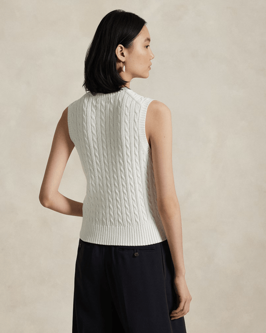 Ralph Lauren Womens Cable Knit Cotton Sweater Vest