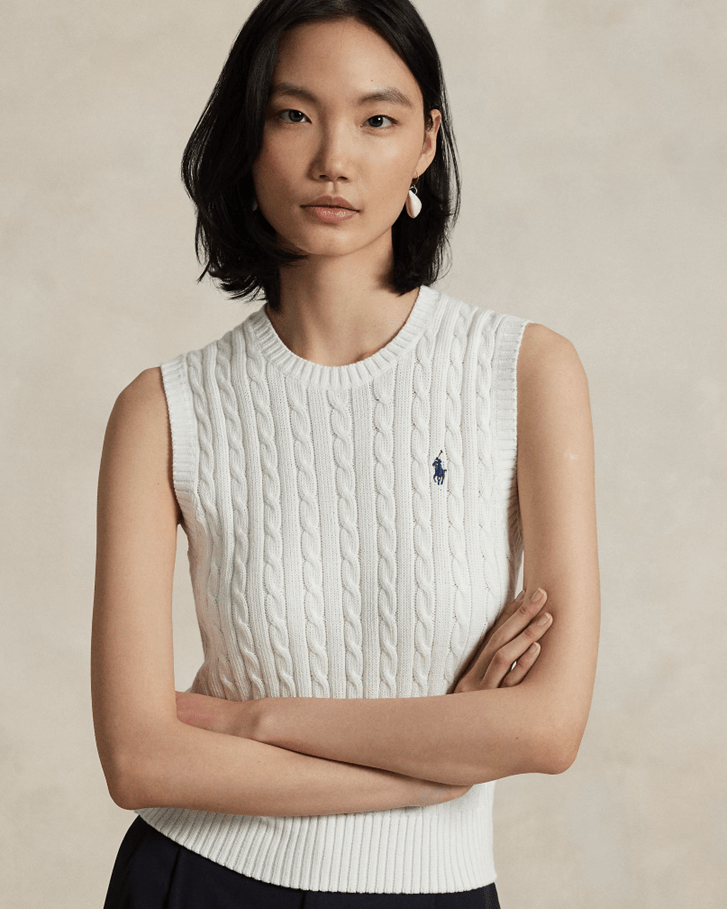 Load image into Gallery viewer, Ralph Lauren Womens Cable Knit Cotton Sweater Vest
