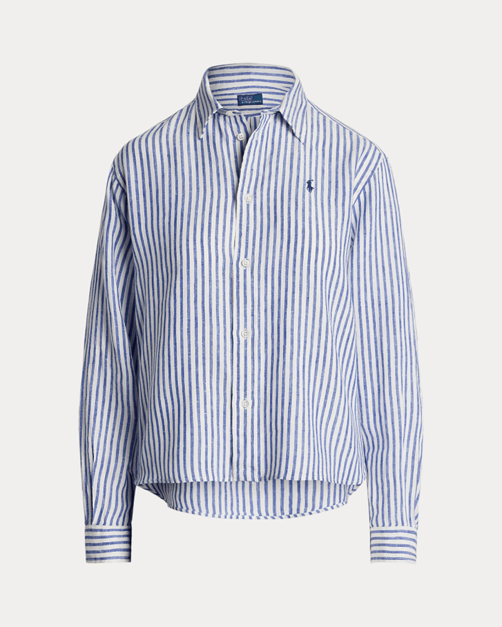 Load image into Gallery viewer, Ralph Lauren Womens Boxy Fit Crop Linen Shirt

