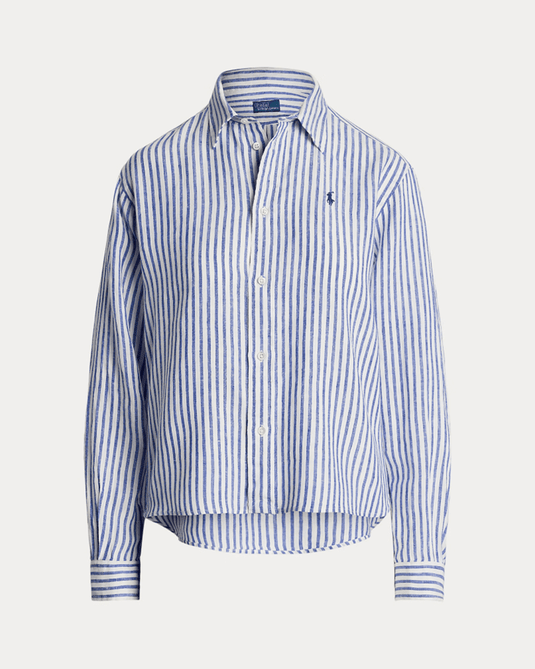 Ralph Lauren Womens Boxy Fit Crop Linen Shirt