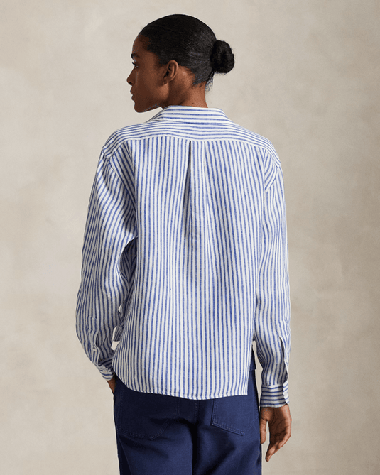 Ralph Lauren Womens Boxy Fit Crop Linen Shirt