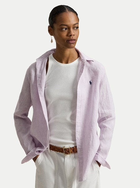 Load image into Gallery viewer, Polo Ralph Lauren Womens Classic Fit Striped Linen Shirt
