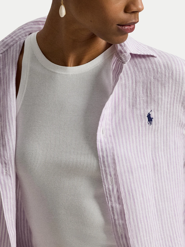 Load image into Gallery viewer, Polo Ralph Lauren Womens Classic Fit Striped Linen Shirt
