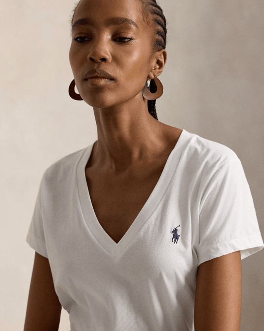Polo Ralph Lauren Womens Cotton Jersey V-Neck  T-Shirt