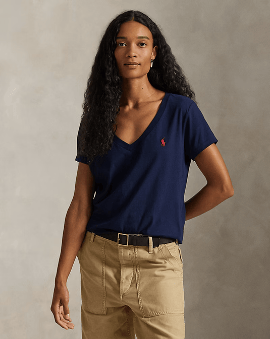 Polo Ralph Lauren Womens Cotton Jersey V-Neck T-Shirt