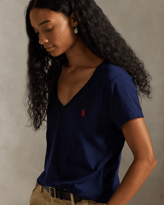 Polo Ralph Lauren Womens Cotton Jersey V-Neck T-Shirt