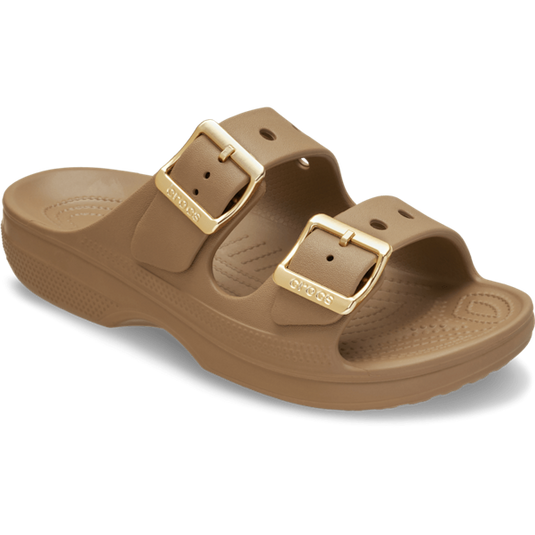 Crocs Womens Saturday Metallic Buckle Sandal - Sepia