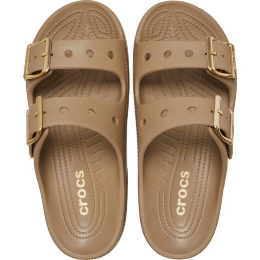 Crocs Womens Saturday Metallic Buckle Sandal - Sepia