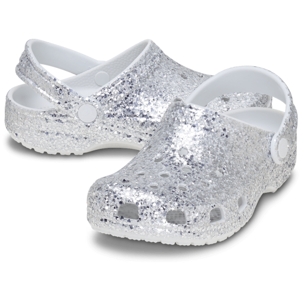 Load image into Gallery viewer, Crocs Kids Classic Dazzle Glitter Croc - Silver
