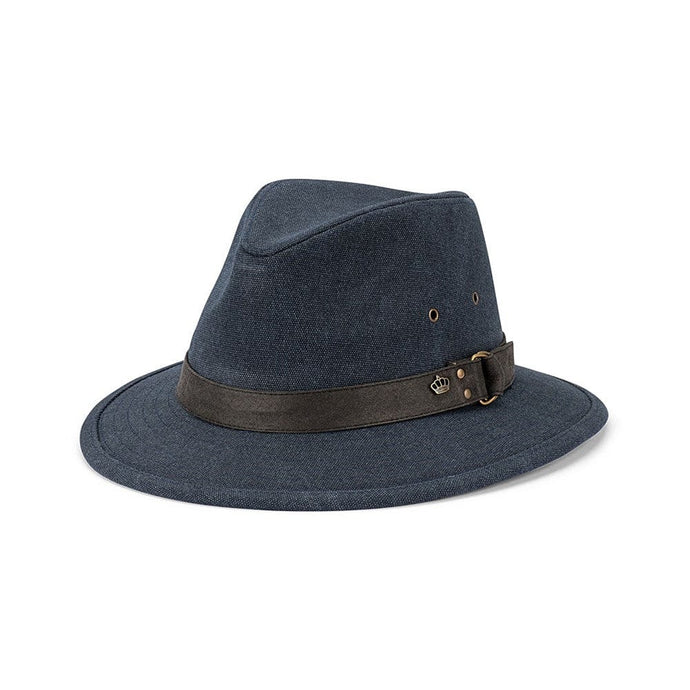 Avenel Hats Benji Blocked Washed Cotton Canvas Safari - Navy