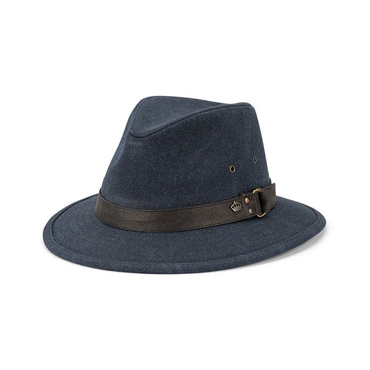 Avenel Hats Benji Blocked Washed Cotton Canvas Safari - Navy