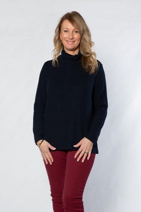 Equinox Womens Peach Finish Roll Neck Long Sleeve Skivvy Top - Black