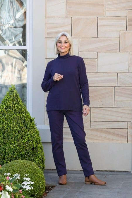 Equinox Womens Peach Finish Roll Neck Long Sleeve Skivvy Top - Navy